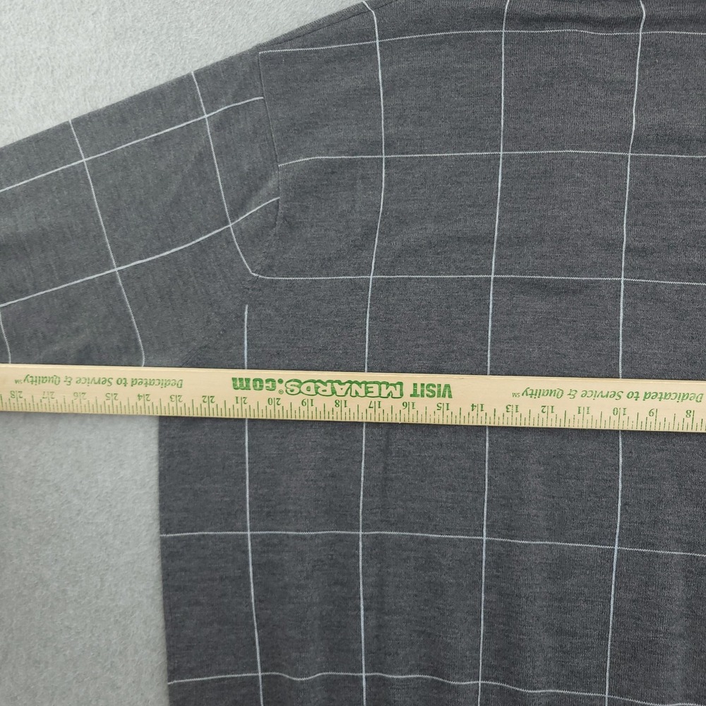 Peter Millar Sweater Mens XL Gray Merino Wool 1/4 Zip Mock Neck Pullover Check - Picture 10 of 12